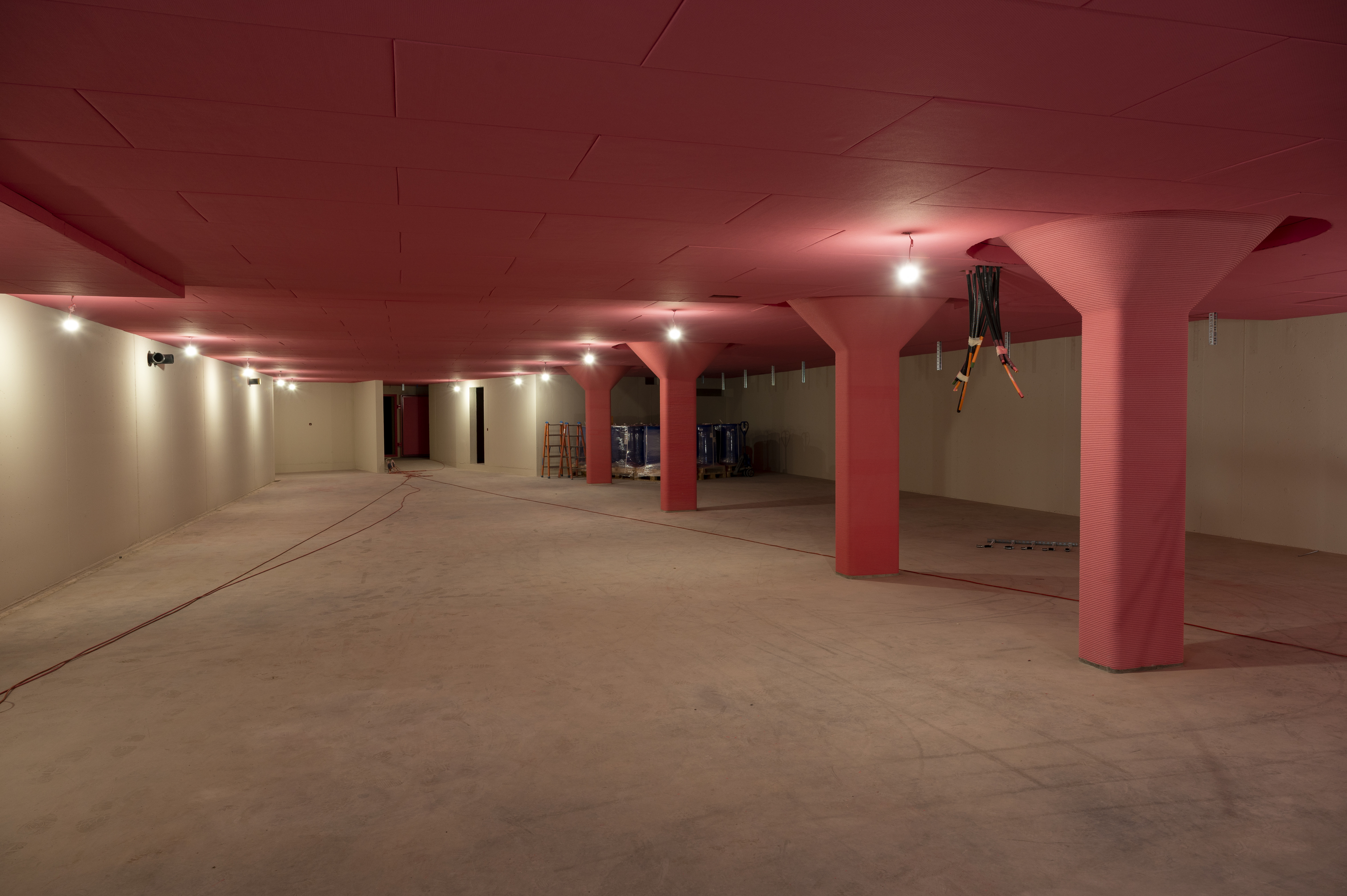 Projektbild: Überbauung mit eingefärbten 3D-Betondruckstützen Högerli Lostorf